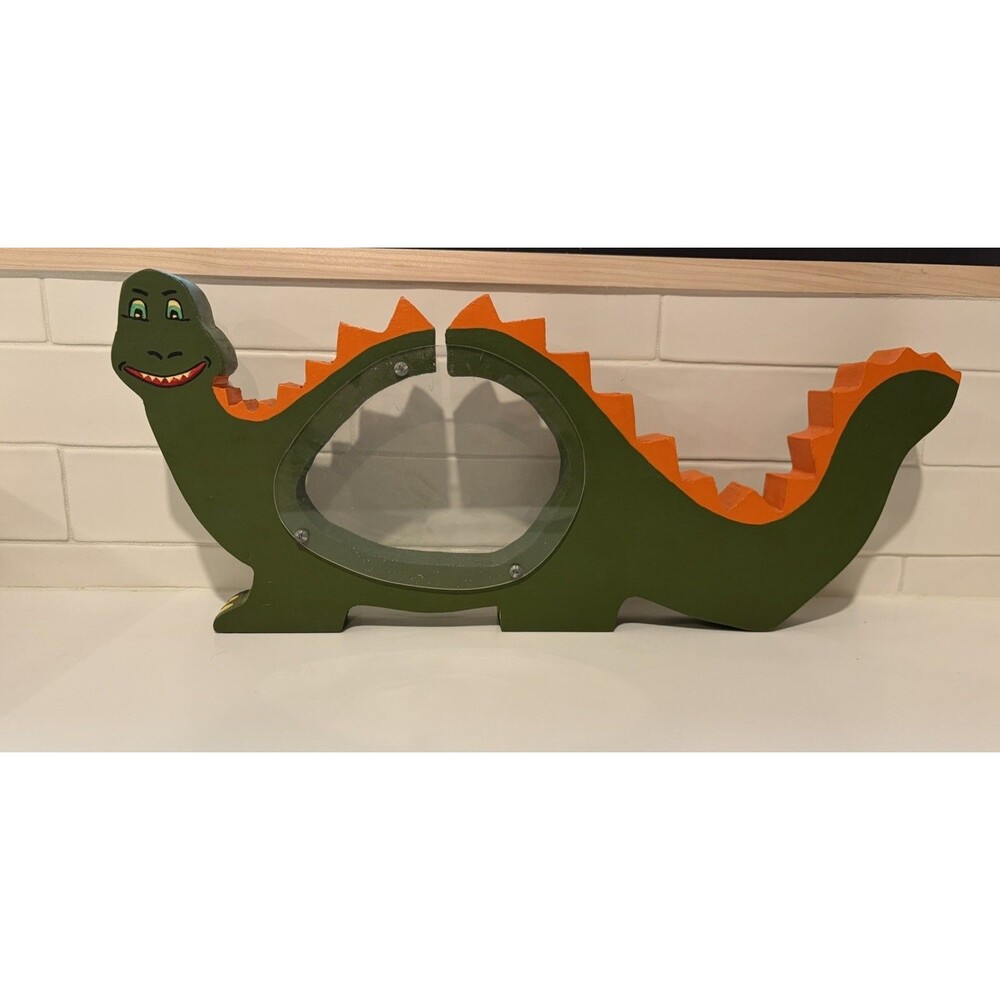 Hand Made, one of a kind, Green Dinosaur Piggy Bank